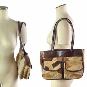 Vintage Brown Patchwork Boho Leather Patchwork Shoulder Bag